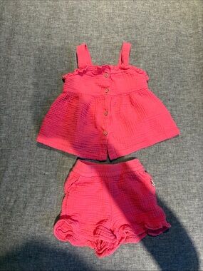 Girls' Bright Pink Two-Piece Tank & Shorts Set